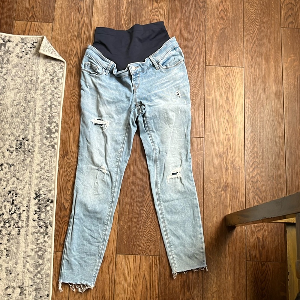 Maternity full panel jeans with destruction detail